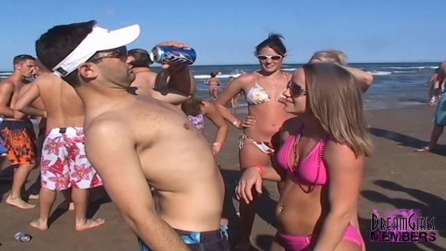 Coed Freak Dance Party & Bare Titties on the Beach - 1