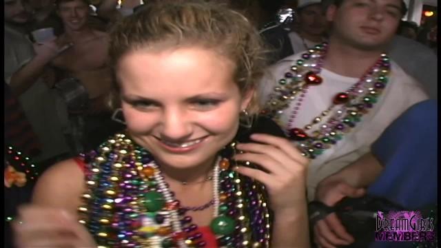 College Coeds Show Pussy on the Street at Mardi Gras - 1