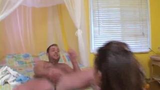 Bigass Horny Brunette Gets her Pussy Rough Pounded by a Man after Deep Blowjob Pee