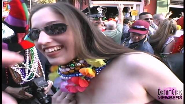 College Girls Show Real Tits for Beads at Mardi Gras - 1
