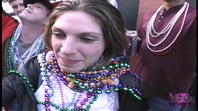 Crossdresser College Girls Show Real Tits for Beads at Mardi Gras Hot Couple Sex