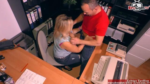 Blond Secretary Fucks in Office with German Stranger during Job Interview - 1