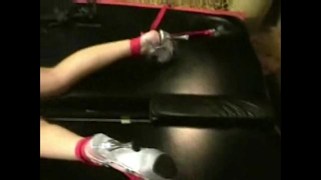 ROSANNA STRAPPED TO BONDAGE BED GAGGED & FONDLED BY KYE IN LESBIAN BDSM - 1