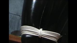 Ass Worship JADE POST TIED IN PVC CATSUIT ,GAGGED & BLINDFOLDED Perfect