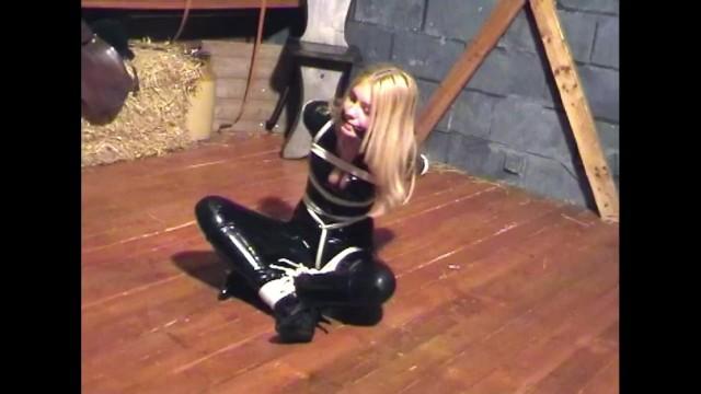 Doggy Style Porn NATASHA MARLEY IN RUBBER CATSUIT CLEAVE GAGGED & FLOOR TIED IN HIGH HEELED BOOTS-BONDAGE Hot Couple Sex - 1