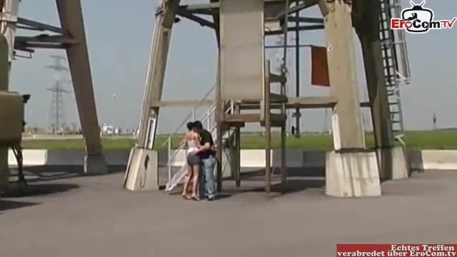 Hungarian Standing Fuck from behind during Sex outside next to a Highway with Woman with Nice Tits Threeway