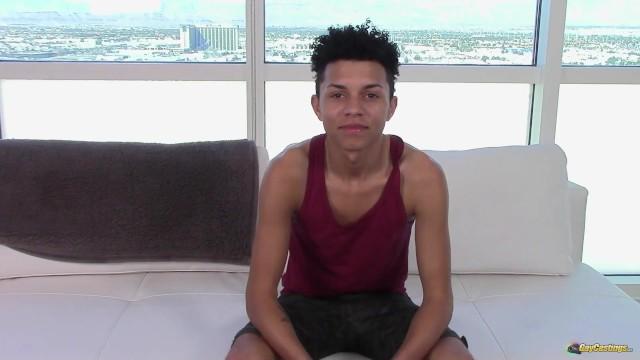 Gangbang Skinny Black Teen is Nervous for his first Big White Cock on the Casting Couch Massages - 2