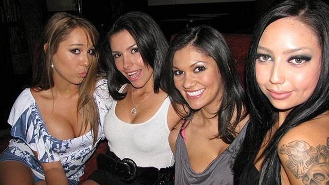 Hot Latina College Girls have a Wild Public Orgy in the Strip Club - 1