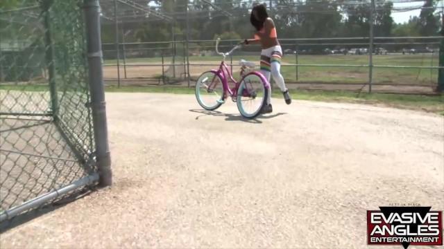 EVASIVE ANGLES Big Butt Black Girls on Bikes 4 SC3. Christie Sweet Rides her Bike to get with Boys - 1