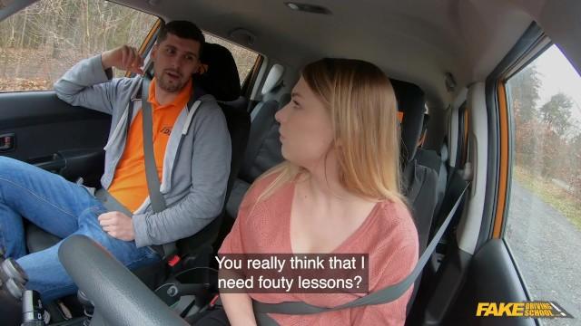 FloozyTube Fake Driving School - Kinky Student Lucy Heart Pays Driving Lessons with a Hot Fuck & a Blowjob Tetas Grandes - 1