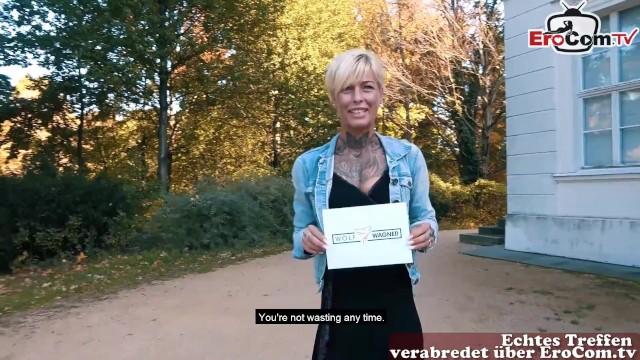 CamWhores Tattooed German MILF with Short Blond Hair and Blue Eyes Picked up in the Park Shesafreak
