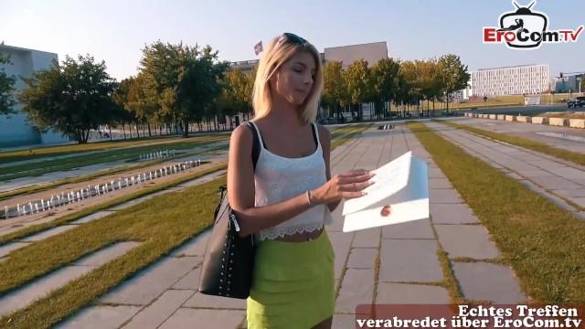Cute Tourist with Small Boobs and Blonde Hair Gets Picked up on the Street - 1