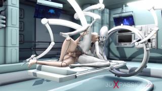 Chudai Sexy Sci-fi Female Android Plays with an Alien in the Surgery Room in the Space Station Gay Bareback