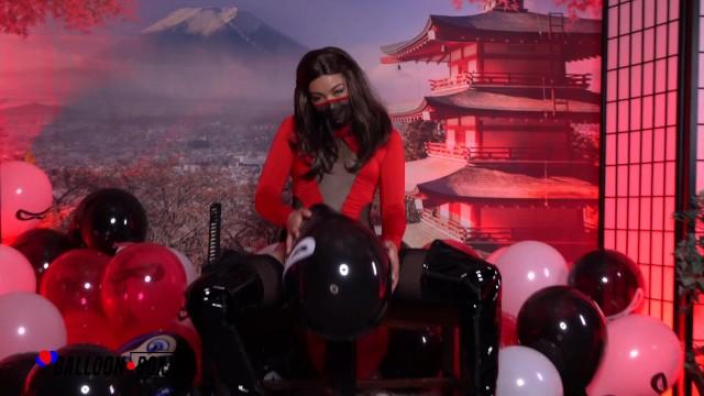 Asian Mulan Princess Humps & Destroys NINJA Balloons - Amateur Boxxx - 2