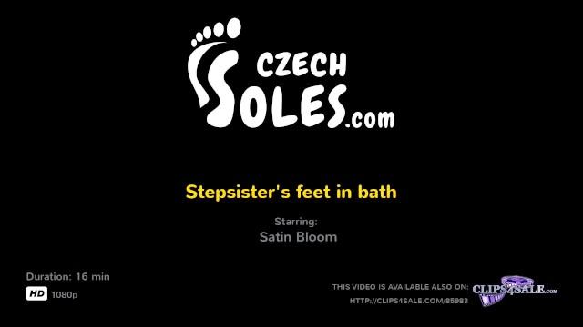 Stepsister's Feet in Bath (Satin Bloom Feet, Foot Play, Foot Teasing, Small Feet, High Arches, Toes) - 1