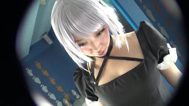 【hentai Cosplay】Japanese Cosgirl with Big Boobs and Silver Hair gives a Hot Handjob! - 1