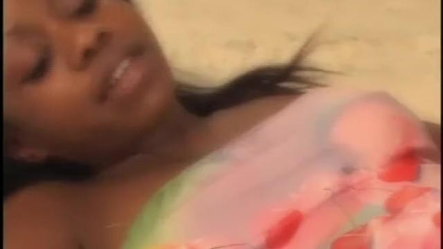 Young Ebony Beach Model Spreads her Legs and Gets Licked and Fucked by a Lucky Guy - 1
