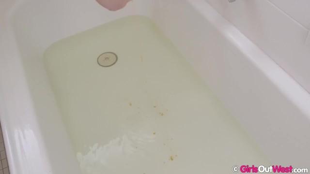 Cute Small Titted Babe Lulu Takes Bath and Masturbates with Dildo - 1