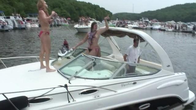Real Naked Party Girls on a Boat during Holidays Corrida