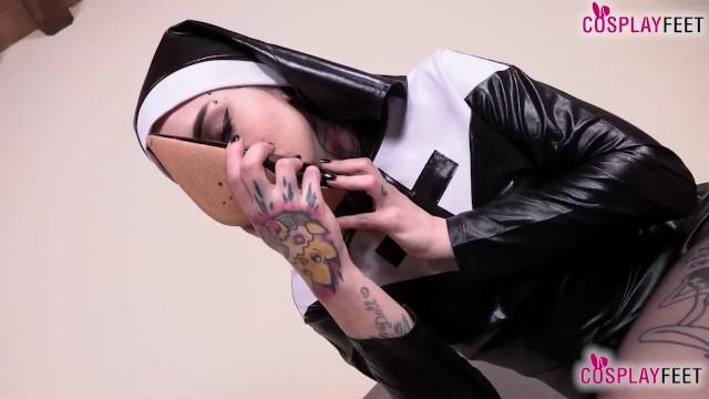 Horny Italian Nun Takes off Pantyhose and Shows all - 1