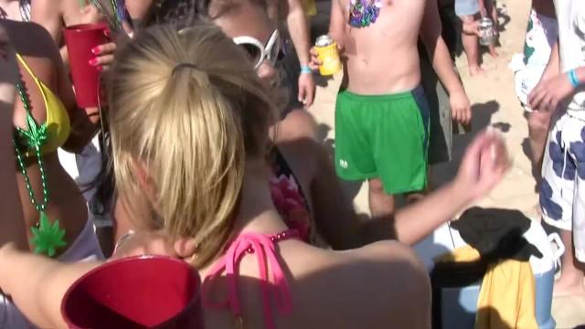 Dance Party on the Beach with Lots of Hotties in Bikinis - 1