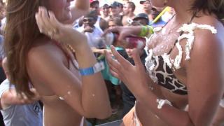 Show Hot Body Covered with Whipped Cream in College Wild Party Natural