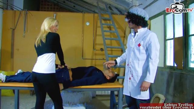 Dirty Threesome with a Slim Blonde Latina a Fake Doctor and a Patient - 1