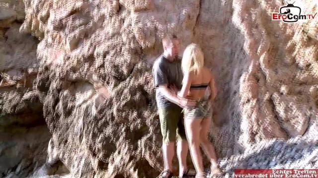 Step Dad Sexy Spanish Blonde with Slim Body has Sex with a Strange Man Outdoors by the Sea Highschool - 2