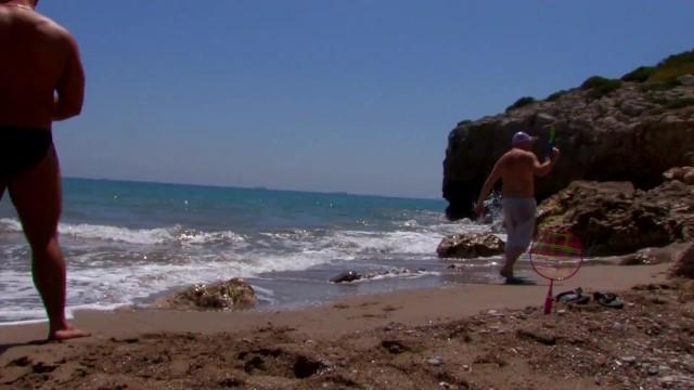 Chibola Redhead Roughly Fucked and Dp'd by two Muscled Dudes on a Beach Lima