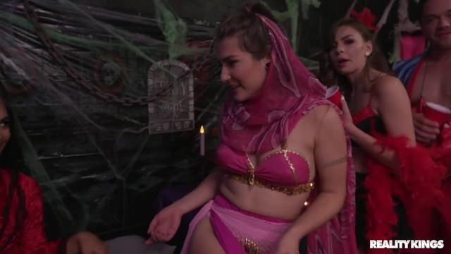 Reality Kings - Sexy Chicks Gina, Eve & Stoney Sharing Big Dick in a Halloween Orgy Party - 2