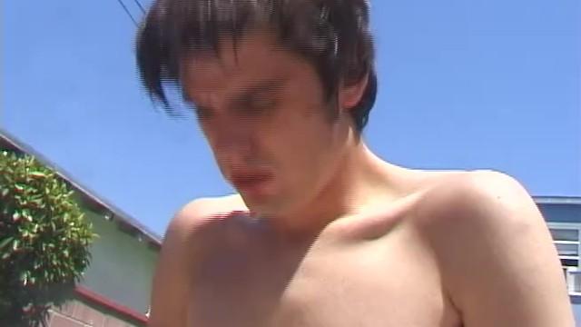 Tattooed Guy Gets his Ass Destroyed by two Friends Outdoor by the Pool - 2