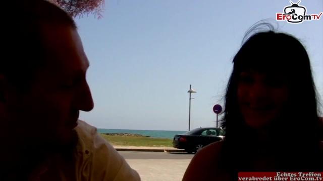 Horny Black-haired Spanish Girl Picked up in a Cafe and Fucked outside in the Woods - 1