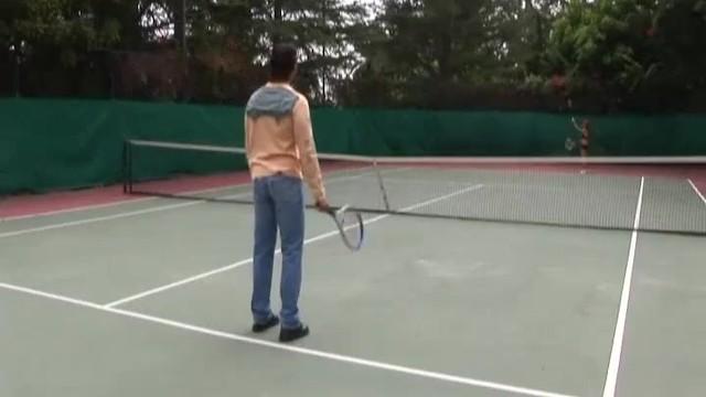 Sporty Teens having Threesome Fun at the Tennis Court - 1