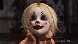 Licking Joker Bangs Rough a Cute Sexy Blonde in a Clown Mask in the Abandoned Room Fuck Her Hard