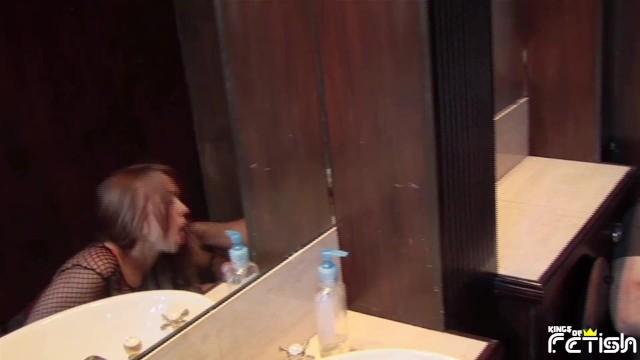Cute Dirty Slut Sucks a Man Big Cock and Gets Fucked Hard in the Toilet Joi