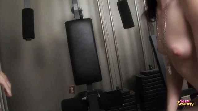 Slinny Young Brunette MILF with Pink Nipples Gets Fucked in the Gym - 2