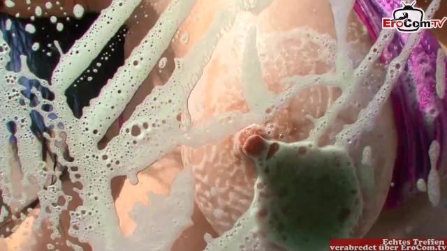Anal Creampie Brunette Slut with Flat Ass and Big Tits Gets her Pussy Fucked Wildly after the Sexy Carwash Arabe