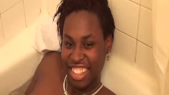 Soapy Massage Gorgeous Ebony with Big Tit Loves Fingering her Wet Pussy before Shower HomeVoyeurVideo - 1