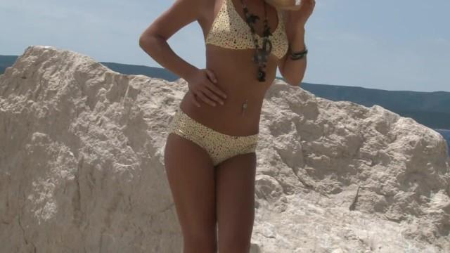Smoking Hot Blonde Teen Miley Stripping Naked on the Beach - 1