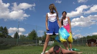 Stretching Cheerleader Trampling Fun! Jizz