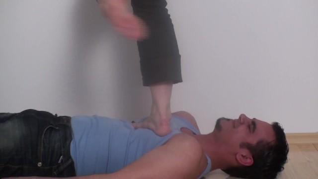 Fetish-Queen Xenia uses Richie as a Mat for her Trampling Fun. - 2