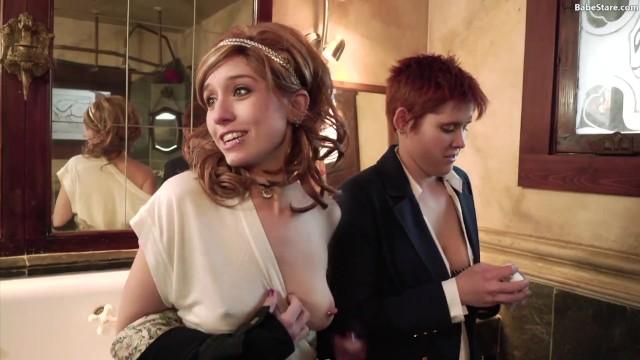 Handjob Two Hot Lesbians get it on in the Bathroom for some Public Sex Teen Blowjob