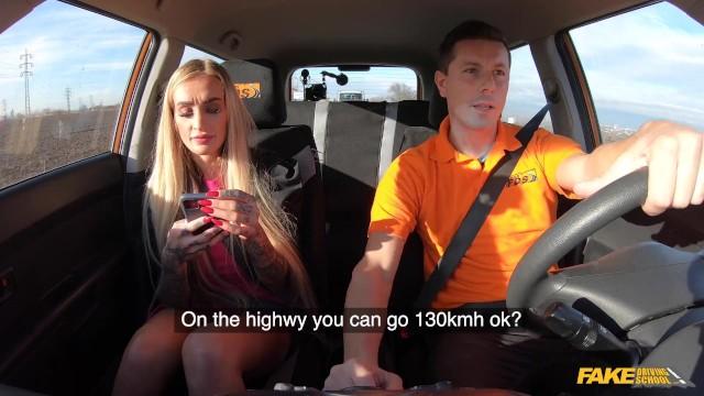 Jerking Off Fake Driving School - Daisy Lee with her Big Tits has a Blowjob Lesson instead of a Driving Lesson College