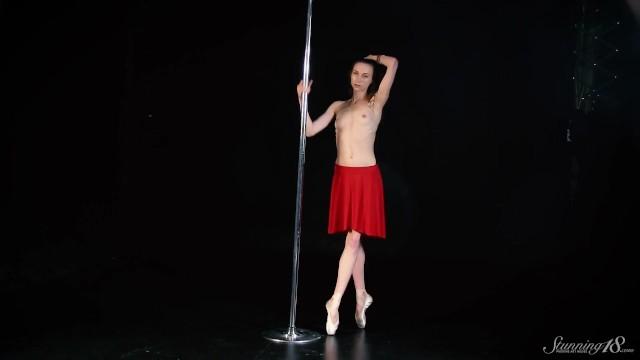 Beautiful Teen Ballerina Naked on the Dance Pole Backstage - Full Video1 - 2