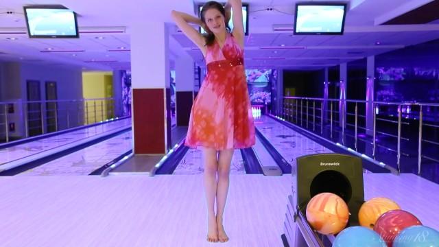 Brunette Teen Model Playing Naked in the Bowling Alley - Full Video! - 1