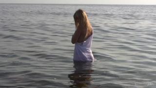 EroticBeauties Divine Blonde Teen Blissfully Naked in the Sea - Full Video! Clitoris
