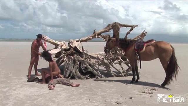 Sperm Sexy Brunette who Rides a Horse Gets DP from two Men Outdoor on the Beach - Pornhub.com Moneytalks