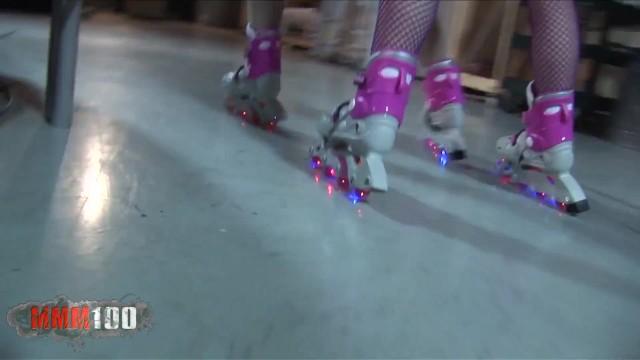 Two Blonde Rollerblading Sluts get Fucked Hard by two Big Hard Cocks - 1