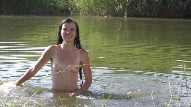 Defloration Hairy Pussy Coed ( Anas ) Likes Swimming Naked in the Lake! - Full Video! Strap On - 2
