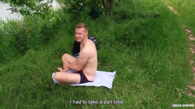 Hot Brunette BigStr - Athletic Guy Gets Horny for a Stranger's Cock & Gets to Suck him by the Lake until he Cums Danish - 1